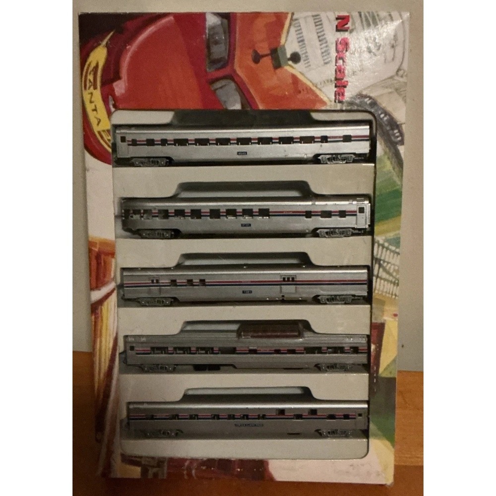 Con-Cor N Scale 5 Car Amtrak Smooth Side‎ Passenger Cars #0001-004008